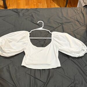 abercrombie white puff sleeve crop top